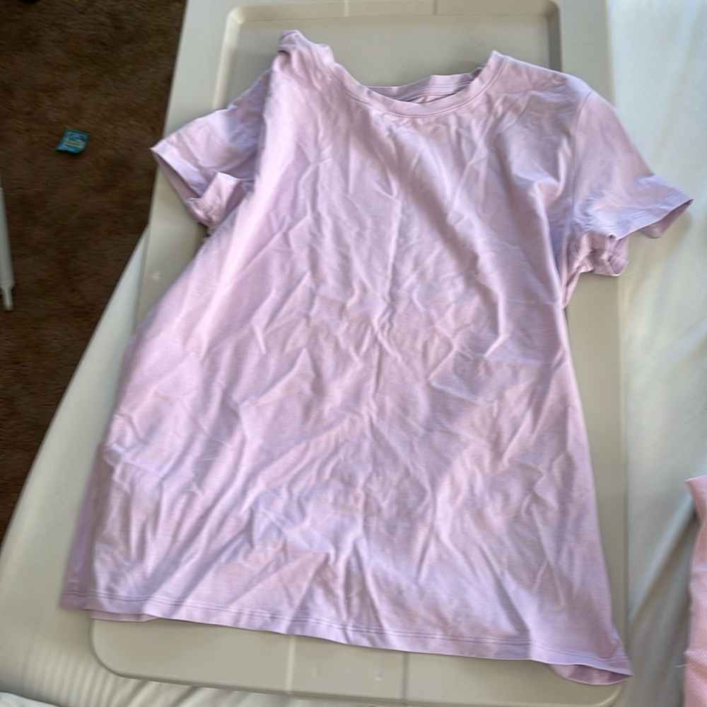 Primark large 10/12 purple stretch crew tee